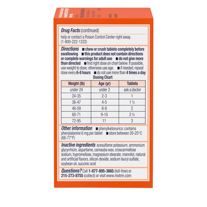 Motrin Children's Dye-Free Chewable Tablets with Ibuprofen, Kids' Fever Reducer & Pain Reliever for Sore Throat, Fever, Toothache & Pain Relief, Grape Flavor, 24 Ct MotrinBuy Supplements Australia