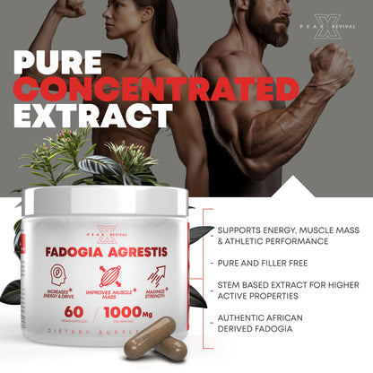 Peak Revival-X Fadogia Agrestis 1000mg Per Serving Supplement - Potent Extract to Increase Energy, Athletic Performance & Muscle Mass - Supplements, Made in The USA (60 Capsules) Peak Revival-XBuy Supplements Australia