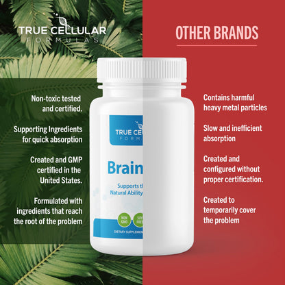 True Cellular Formulas BrainDTX - Supports Cognitive Function, Focus & Mental Clarity - Promotes Clear Thinking & Memory - with Alpha Lipoic Acid & Biotin - Antioxidant Support - 60 Capsules True Cellular Formulas buy supplements Au