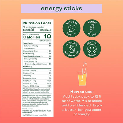Bloom Energy Sticks Peach Mango and Hydration Sticks Strawberry Lemonade Bundle