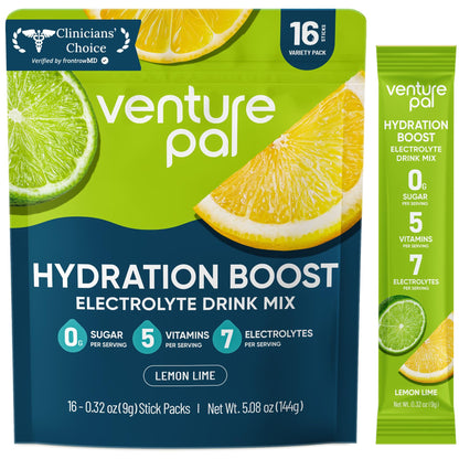 Venture Pal Sugar Free Electrolyte Powder Packets, Keto Friendly, 16 Sticks | Liquid Daily IV Hydration Packets for Rapid Rehydration. 7 Electrolytes & 5 Vitamins | Non-GMO | Vegan | Fast Dissolve