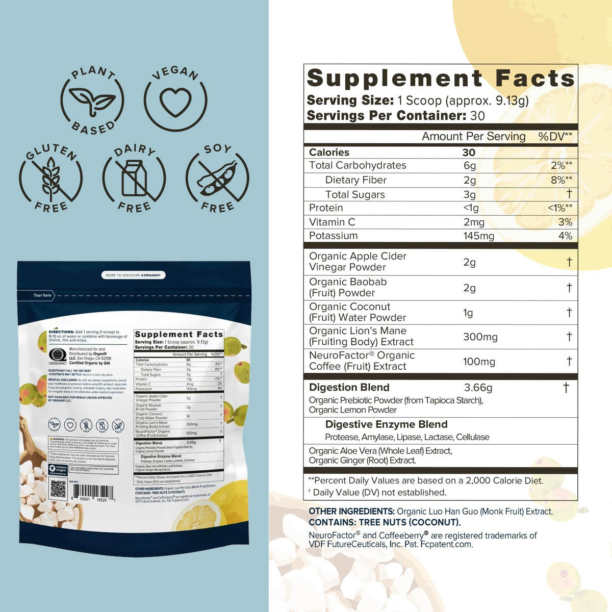 Organifi Pure - Promotes Stimulation in Learning, Memory, Focus, and Clarity - Brain Support with Superfoods - Gluten-Free and Non GMO - Best Served Cold, 30 Servings OrganifiBuy Supplements Australia