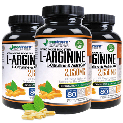 ecostream Naturals MAX 2650mg Nitric Oxide Booster L-Arginine - L-Citruline and Astragin - Time Release 2650 MAX Formula ecostream Naturals buy supplements Au