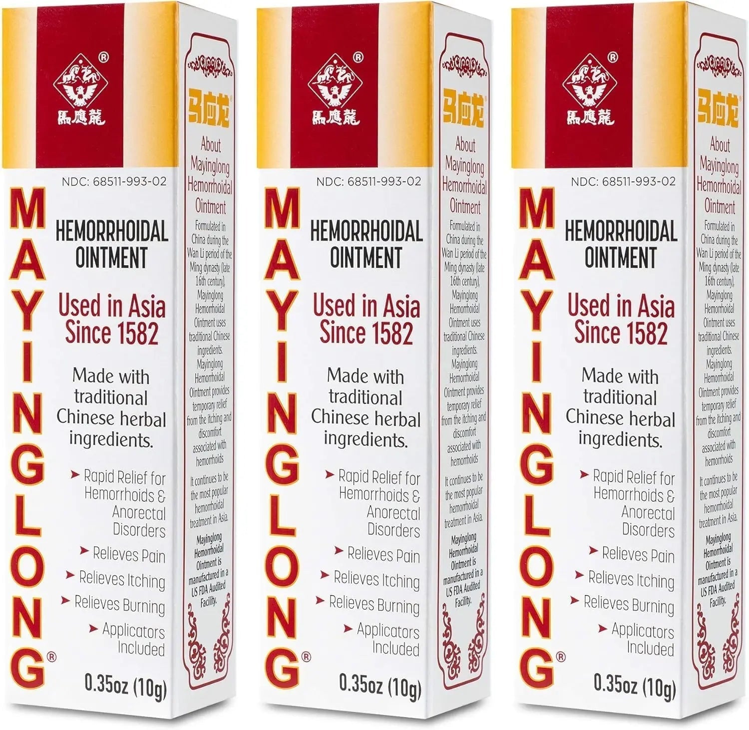 Mayinglong Musk Hemorrhoids Ointment (3 x 10g Tubes), 30g - Maximum Strength Formula for Hemorrhoidal Fast Relief, Soothes Itching, Burning & Discomfort - Fast-Acting Treatment to Shrink Swelling MayinglongBuy Supplements Australia