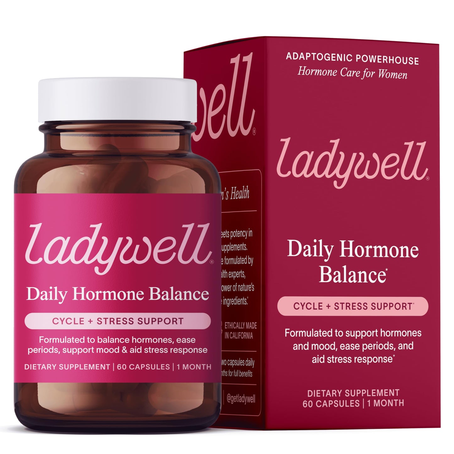 Ladywell Daily Hormone Balance Capsules | Natural Cycle Support for Women | Supports Mood, Bloating, Cramps, Skin Health & Cravings | with Chasteberry, B Vitamins, Ashwagandha, Saffron & More | 60 Ct Ladywell buy supplements Au