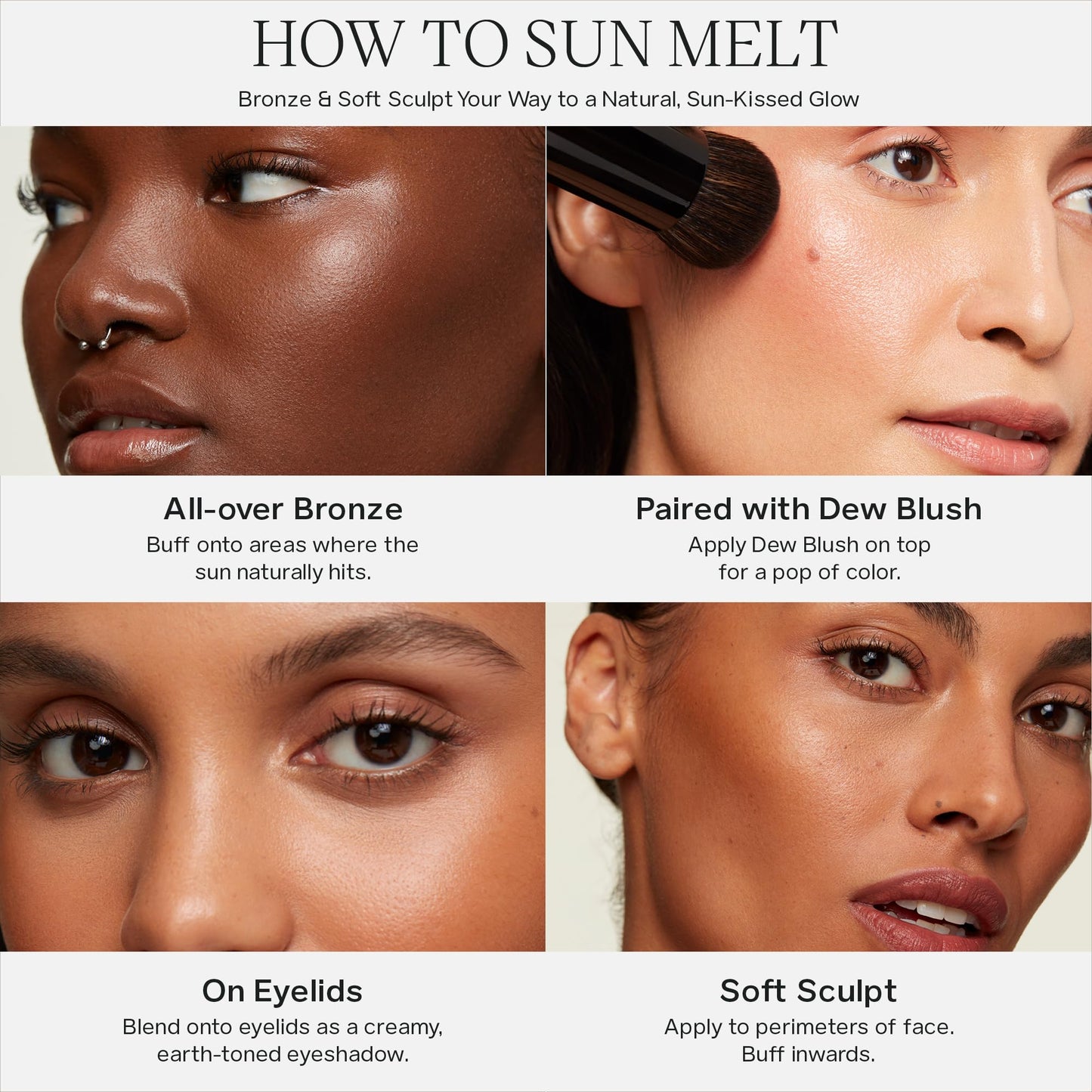 Saie Sun Melt Duo - The Big Brush - Soft, Multi-Use Liquid + Cream Makeup Brush With Synthetic Bristles Bundled With Sun Melt Bronzer in Tan Bronze - Buildable Cream Contour with Velvet Finish (1 oz) SaieBuy Supplements Australia