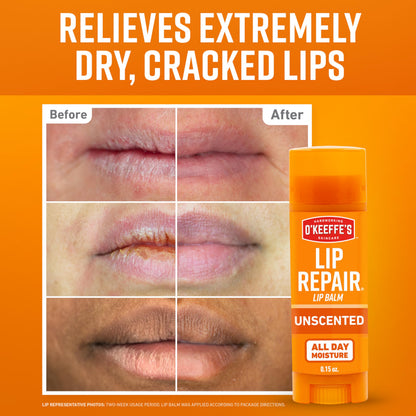 O'Keeffe's Lip Repair Unscented Lip Balm for Dry, Cracked Lips - Stick (3 Pack) - Moisturizer for Very Dry Lips O'Keeffe'sBuy Supplements Australia