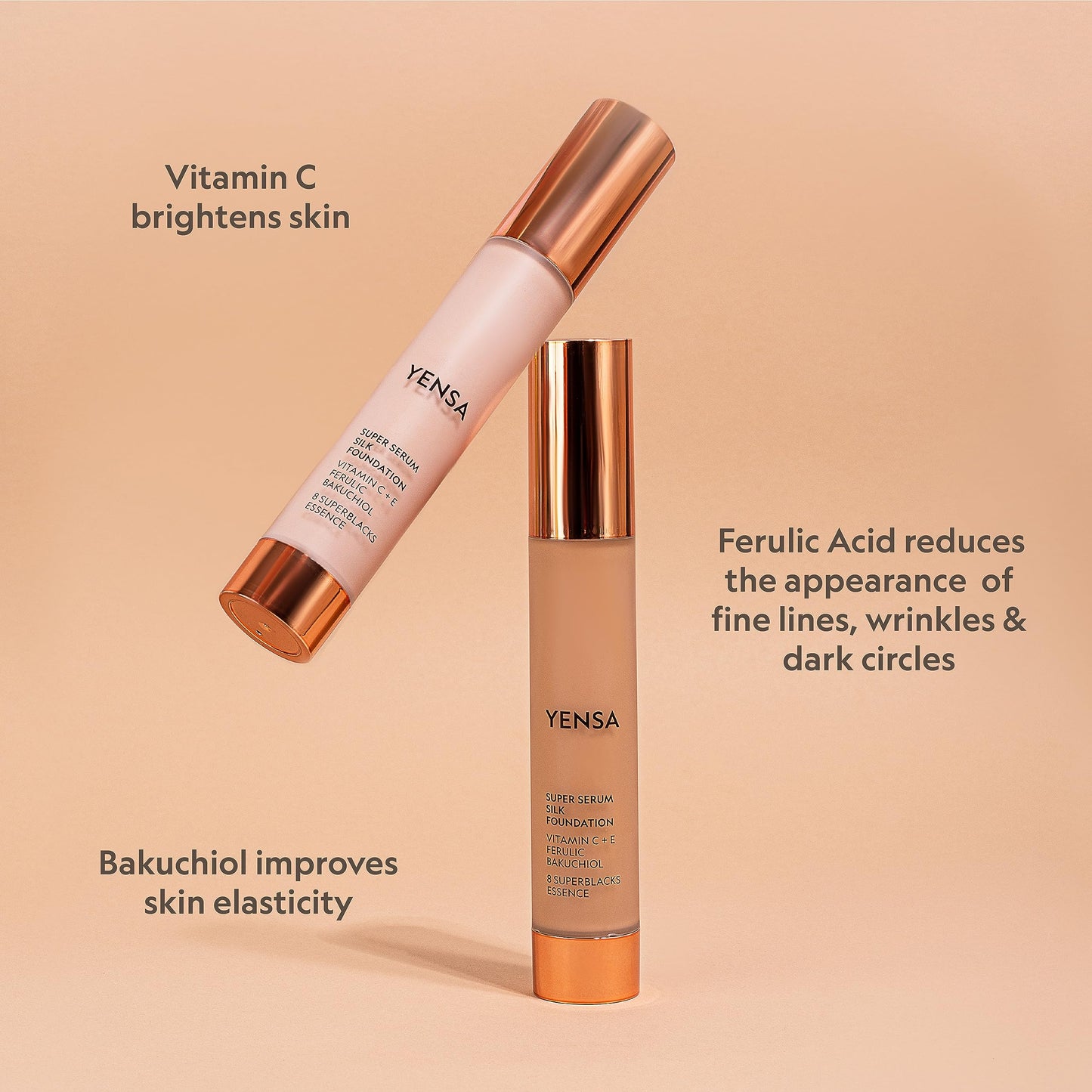 YENSA Serum Foundation Makeup - Super Silk Full Coverage Foundation Enriched with Peptides, Vitamin C & Ferulic Acid to Help Reduce Fine Lines, Wrinkles & Dark Circles - Light 1 (1 oz) YENSABuy Supplements Australia