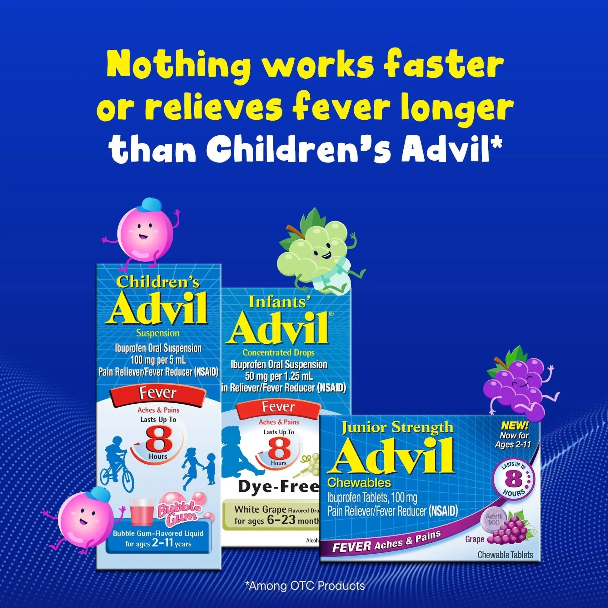 Advil Junior Strength Chewable Ibuprofen Pain Reliever and Fever Reducer, Children's Ibuprofen for Pain Relief, Grape - 24 Tablets (Pack of 3) AdvilBuy Supplements Australia