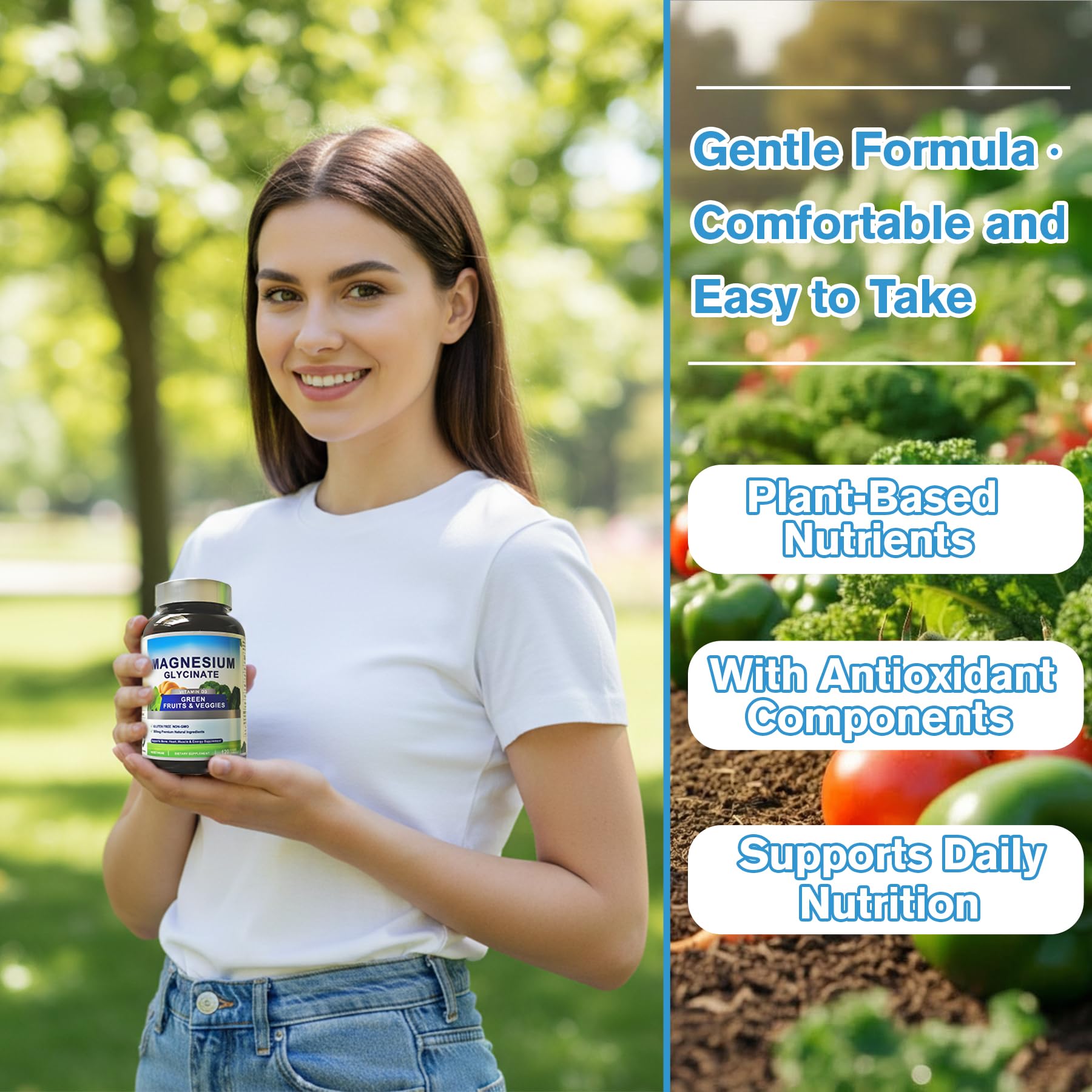 Magnesium Glycinate 500mg with Vitamin D3 – High Absorption Magnesium Supplement with Veggies Design – Supports Bone & Muscle Function and Energy – Non-GMO, Gluten-Free – 120 Veg Capsules FrexNutri buy supplements Au
