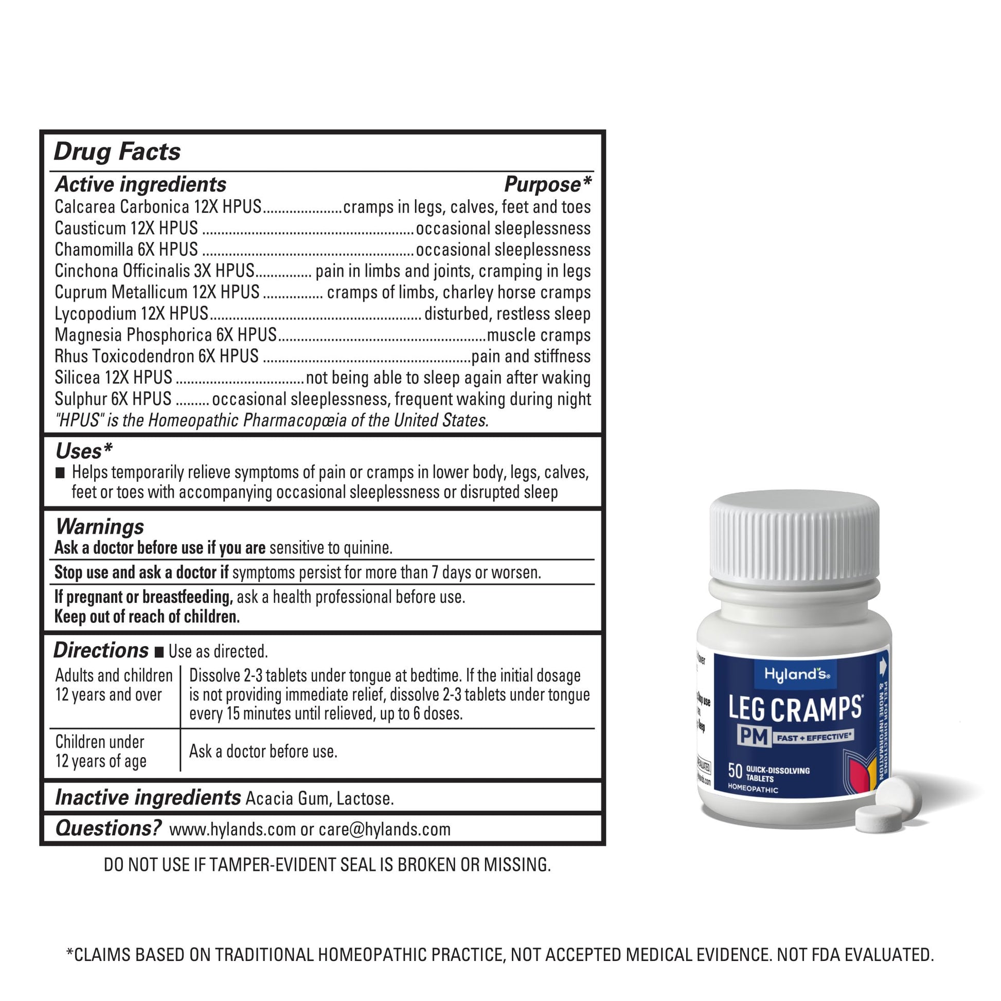 Hyland's Leg Cramps PM, Relief of Nighttime Leg, Calf, and Foot Cramps, 50 Quick-Dissolving Tablets 2-Pack (100 Total) Hyland'sBuy Supplements Australia