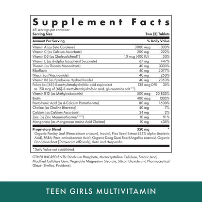 MICHAEL'S Health Naturopathic Programs Teen Girls Multivitamin - 90 Vegetarian Tablets - with B Complex Vitamins MICHAEL'S