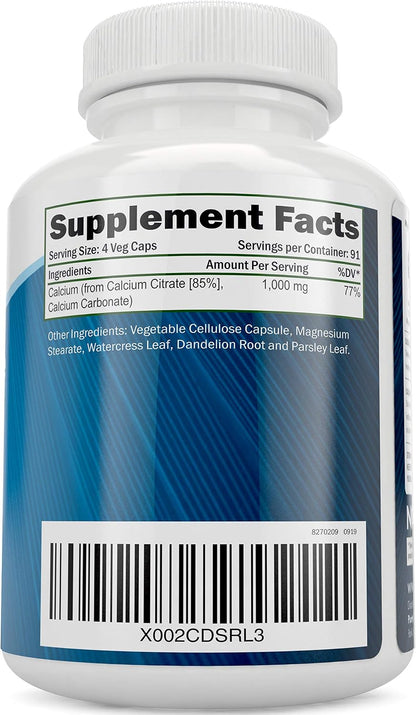 Purely Holistic Calcium Citrate Complex 1000mg + Vitamin D3 125mcg K2 MK7 90mcg - 365 Vegan Capsules + 150 Vegetarian Capsules Bundle - Made in USA