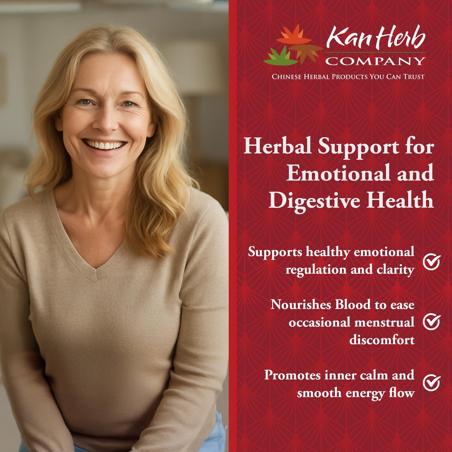 Kan Herbs Company Relaxed Wanderer – Traditional Chinese Herbal Formula to Support Mood, Digestion, and Menstrual Balance, Nourishes Blood, Eases Occasional Tension and Fatigue, 120 Tablets Kan HerbBuy Supplements Australia