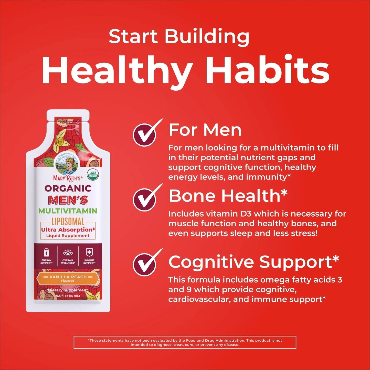 MaryRuth Organics Multivitamin for Men | USDA Organic | Sugar Free Mens Multivitamin Liposomal | Liquid Vitamins for Men | MARYRUTH'S