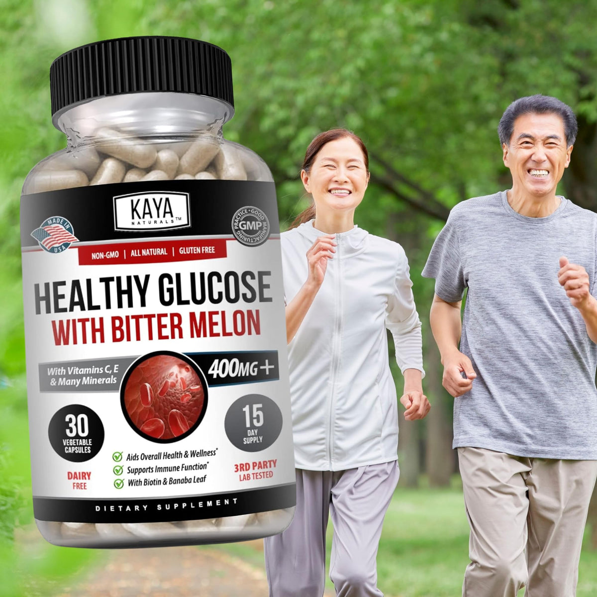 Kaya Naturals Healthy Gluco with Bittermelon Supplement | Support Healthy Levels and Function, 20 Herbs Vitamins and Minerals, Alpha Lipoic Acide, Cinnamon, Vitamin C & E, Non-GMO (30 Count) Kaya NaturalsBuy Supplements Australia