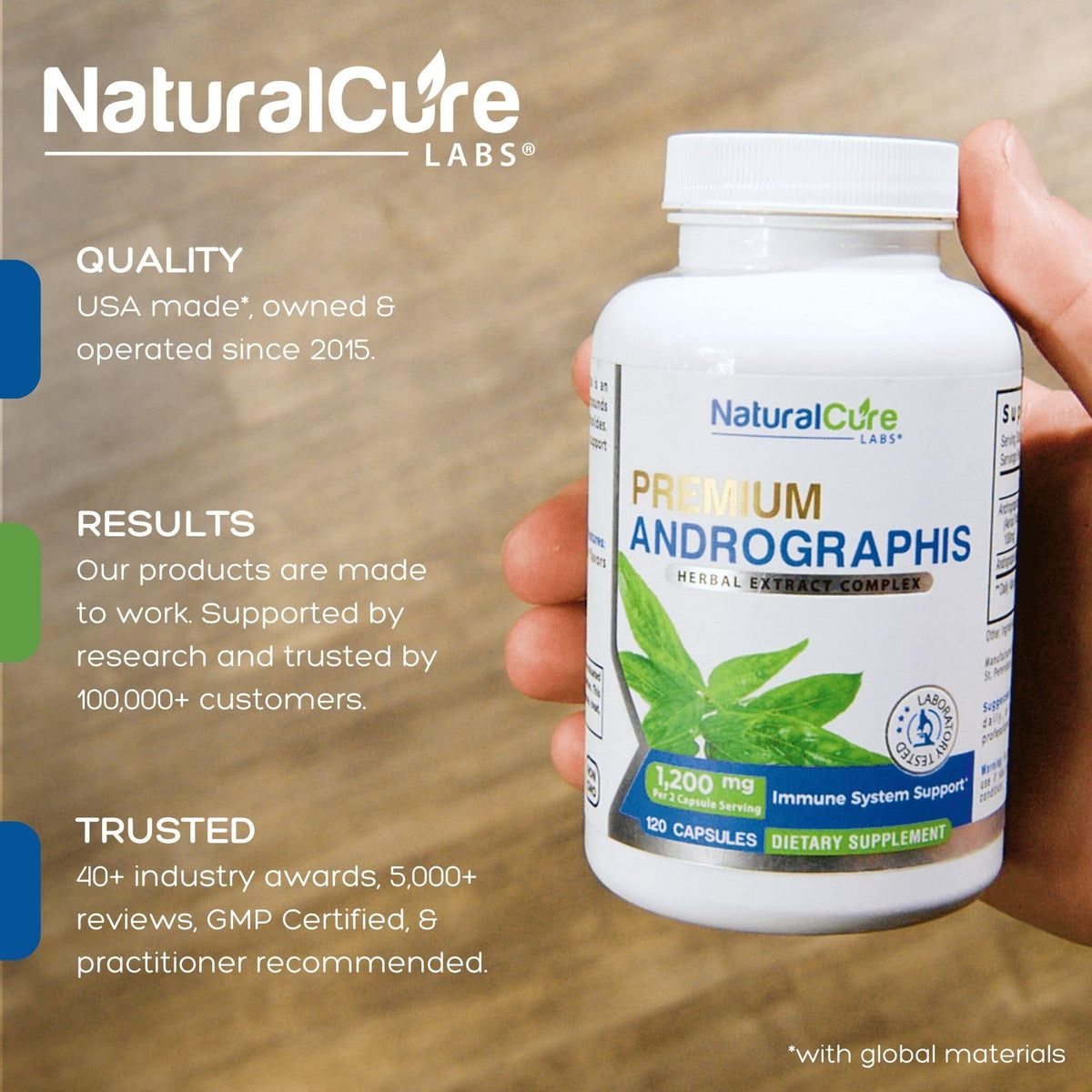 Natural Cure Labs Premium Andrographis Paniculata Extract 1,200mg (100mg Andrographolides), 120 Capsules, Non-GMO, Vegan, Gluten Free Natural Cure Labs buy supplements Au