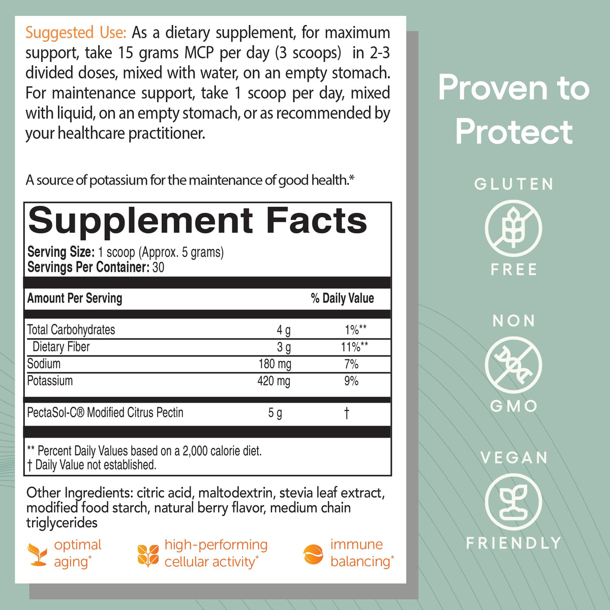 PectaSol Modified Citrus Pectin – 454g Powder – Total-Body Health Supplement to Support the Heart, Immune System, Inflammation Response & Healthy Aging + Maintain Healthy Galectin-3 Levels