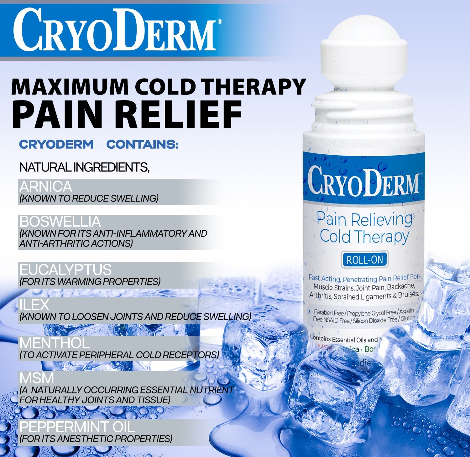 Cryoderm Cold Roll-on 3oz, 2.4 Lb CryoDermBuy Supplements Australia