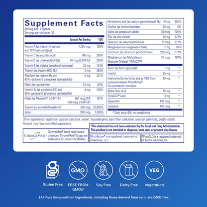Pure Encapsulations O.N.E. Multivitamin - Once Daily Multivitamin with Antioxidant Complex Metafolin, CoQ10, and Lutein to Support Vision, Cognitive Function, and Cellular Health* - 30 Capsules Pure Encapsulations buy supplements Au