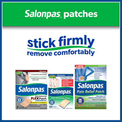 Salonpas Pain Relieving Patch for Back, Neck, Shoulder, Knee Pain and Muscle Soreness - 8 Hour Pain Relief - 60 Count Salonpas buy supplements Au