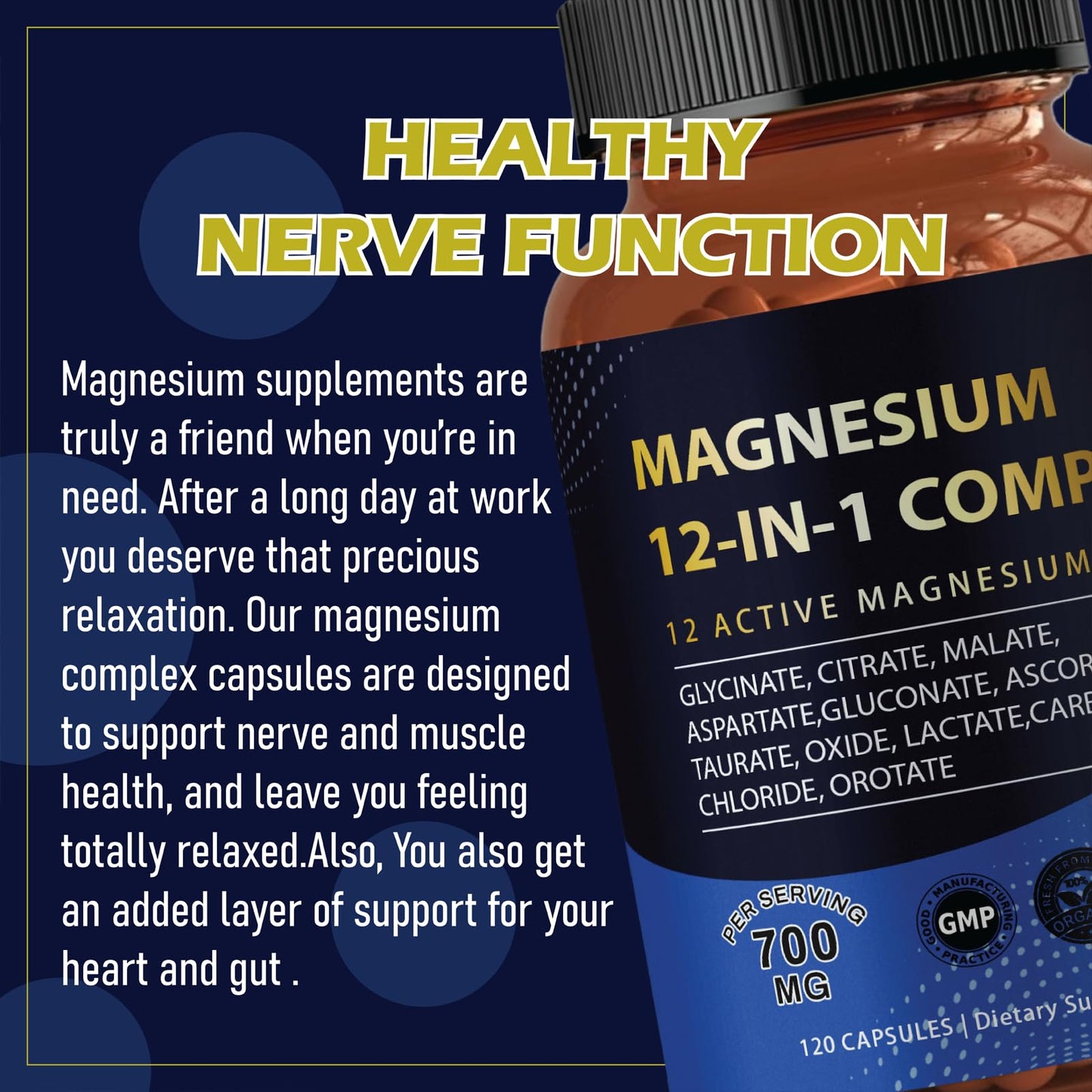Puravita Magnesium Complex 700mg 12 in 1 Magnesium Supplement with Glycinate, Citrate, Malate & More | Easy Absorption, Energy Support, Vegan & Non-GMO | 120 Capsules (1pc) YPRYPR buy supplements Au