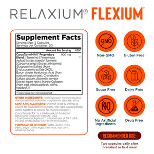 Relaxium Flexium Joint Support Supplement, Drug-Free, with CurcuTame Blend, Turmeric Supplement Formulated to Support Comfort and Mobility, 60 Capsules RelaxiumBuy Supplements Australia