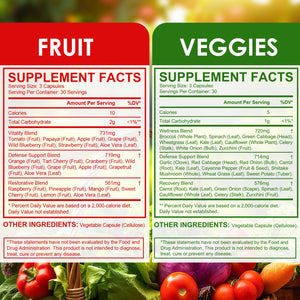 Fruits & Veggies Supplements - 2 Bottles 180 Total Vegetarian Capsules | BalanceNatural Vitamins Supplement Dietary Nutritional Balance,Lngredients Blended Vitamin & Mineral Whole Food Supplement RuduwuBuy Supplements Australia