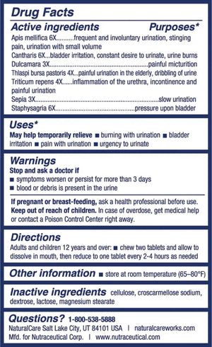 NaturalCare UTI Care Tablets - Fast-Acting Relief for Urinary Tract Infection, 60 Count