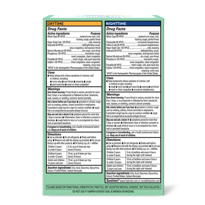 Hyland's Kids Cold and Cough, Day and Night Combo Pack, Cold Medicine for Ages 2 and up, Syrup Cough Medicine for Kids, Nasal Decongestant, 4 Fl Oz (Pack of 2) Hyland's buy supplements Au