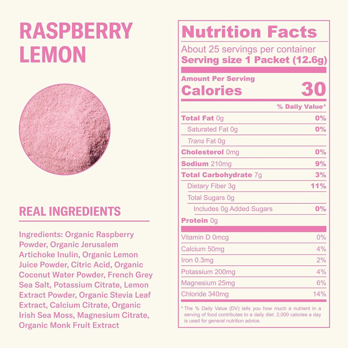 Ballerina Farm Farmer Hydrate Raspberry Lemonade Electrolyte Powder Packets | Travel Ready, Organic Coconut Water, Irish Sea Moss, French Sea Salt, 210mg Sodium, 25 Count