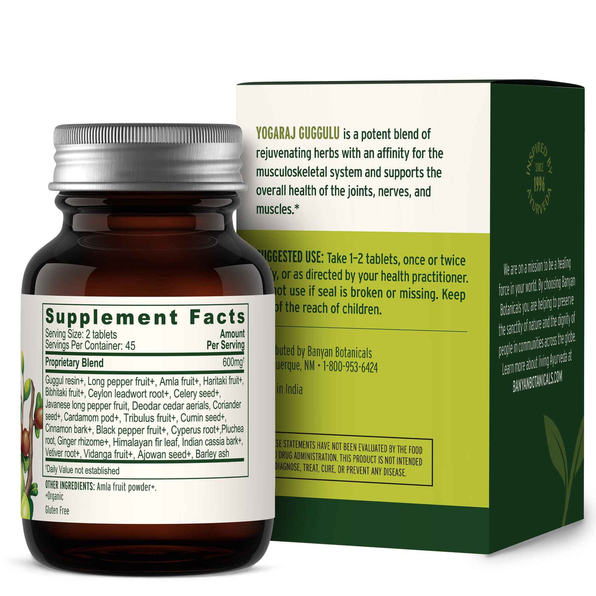 Banyan Botanicals Organic Yogaraj Guggulu – Joint Support & Mobility Supplement – Ayurvedic Herbal Blend for Flexibility, Neuromuscular Comfort – Deep Systemic Detox – 90 Tablets – USDA Organic*