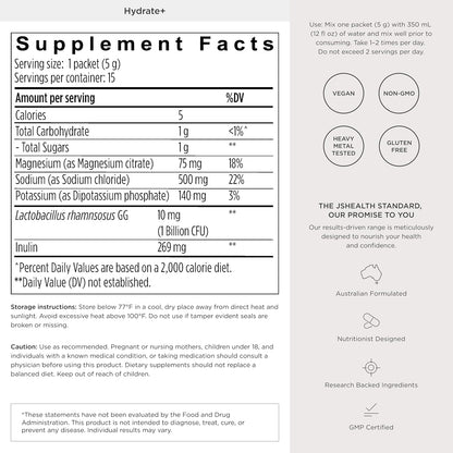 JSHealth Vitamins Hydrate+ Electrolyte Powder Packets for Women with Probiotics – Nutritionist Formulated by Jessica Sepel – Hydration Drink Mix – Pink Grapefruit, 15 Sticks