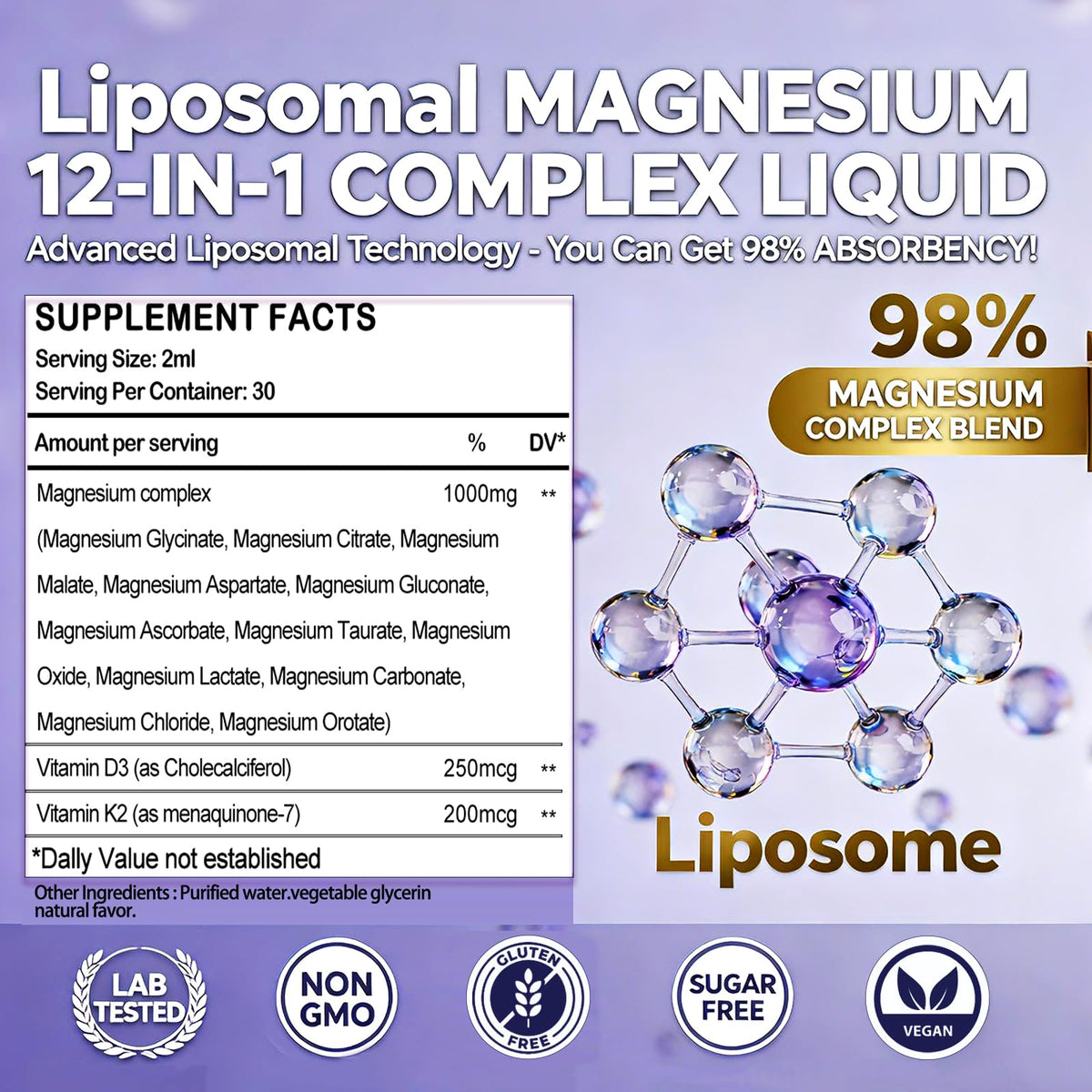 Magnesium 12 in 1 Complex 1000mg Supplement for Women & Men, High Absorption Liquid Magnesium W/Glycinate Citrate Malate Taurate Oxide Aspartate Orotate, Calm Magnesium for Sleep Muscle Heart Support GLOVVUUP buy supplements Au