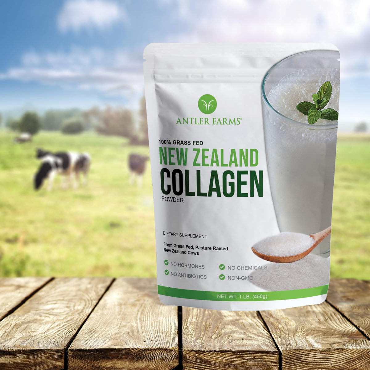 Antler Farms - 100% Pure New Zealand Collagen Powder from Grass Fed Cows, Unflavored, 1 lb - Hydrolyzed Cold Water Soluble Peptides, Keto Friendly, Bioavailable, Quick Dissolving Antler Farms buy supplements Au