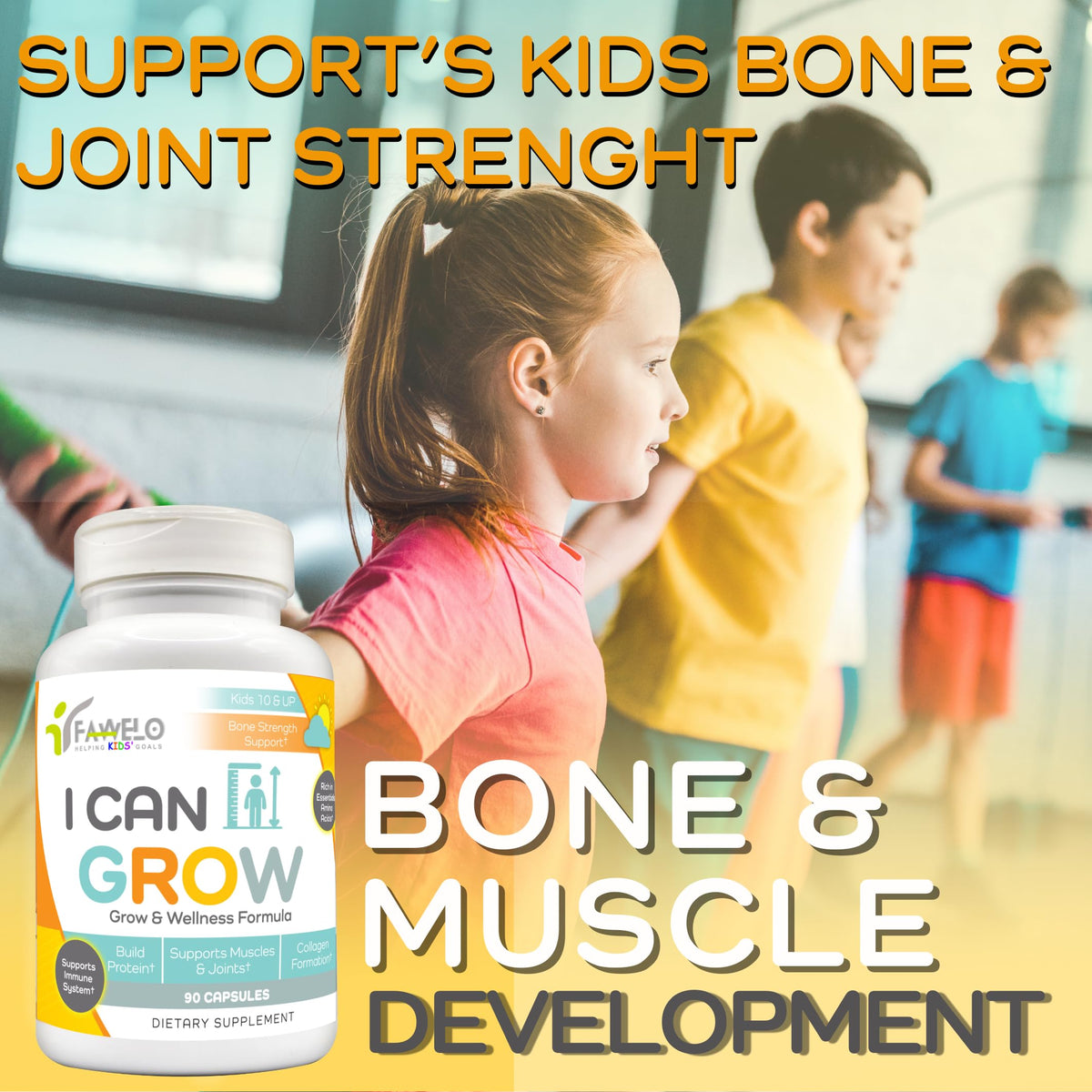 Fawelo I Can Grow (2 Pack) - for Kids 10+ and Teens | Enhances Natural Development | Strength Bone, Muscle & Joints | Immunity & Overall Health | Transparent Ingredients | Made in the USA FaweloBuy Supplements Australia