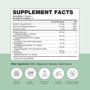 Simplix | Natural Supplement to Strengthen The Immune System | Respond to Outbreaks | Source of Highly Researched Mushroom & Seaweed Polysaccharides 60 Veggie Capsules (1 Pack) Papillex buy supplements Au