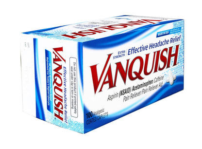 Vanquish Effective Headache Relief – Aspirin (NSAID), Acetaminophen, Caffeine, 100 Analgesic Coated Caplets - 3 Pack VanquishBuy Supplements Australia