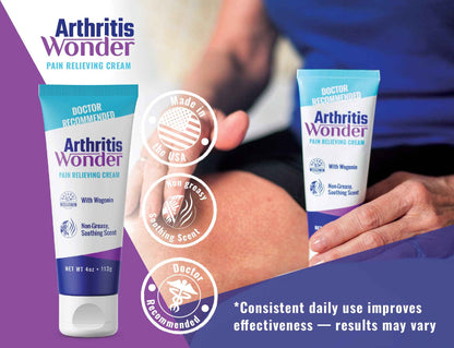 Arthritis Wonder Pain Relief Cream, 4 oz – Arthritis Pain Relief Cream for Hand, Knee, Foot and Wrist Joints – Fast-Acting, Deep Penetrating, Non-Greasy Formula with Natural Wogonin