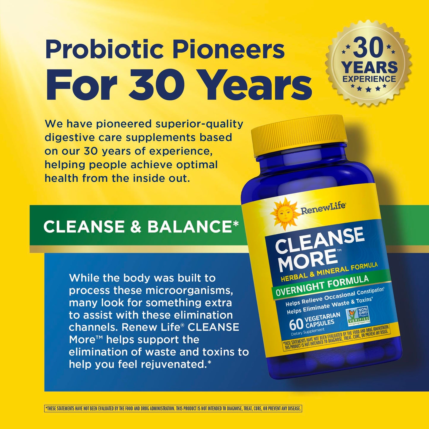 Renew Life Cleanse More 100 Vegetarian Capsules | Helps Relieve Occassional Constipation | Herbal Formula with Magnesium | Dairy, Soy and Gluten Free