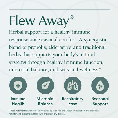 Natura Health Products Flew Away Supplement - Immune System Support & Seasonal Defense - Featuring Ginger, Elderberry, Propolis and Eucalyptus (60 Capsules) Natura Health ProductsBuy Supplements Australia