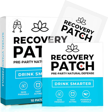 Party Treats Recovery Patches 10 Pack - Wake Up Refreshed & Energized | 100% Natural Ingredients Patch, Individually Wrapped, Skin-Friendly & Waterproof, Enhanced Morning Formula