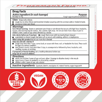 Fisherman's Friend Original Extra Strong Cough Lozenges (38 Drops x 6-Pack), 10mg Natural Menthol, Cooling Relief from Sore Throat, Persistent Cough & Everyday Irritation, Vegan & Gluten-Free
