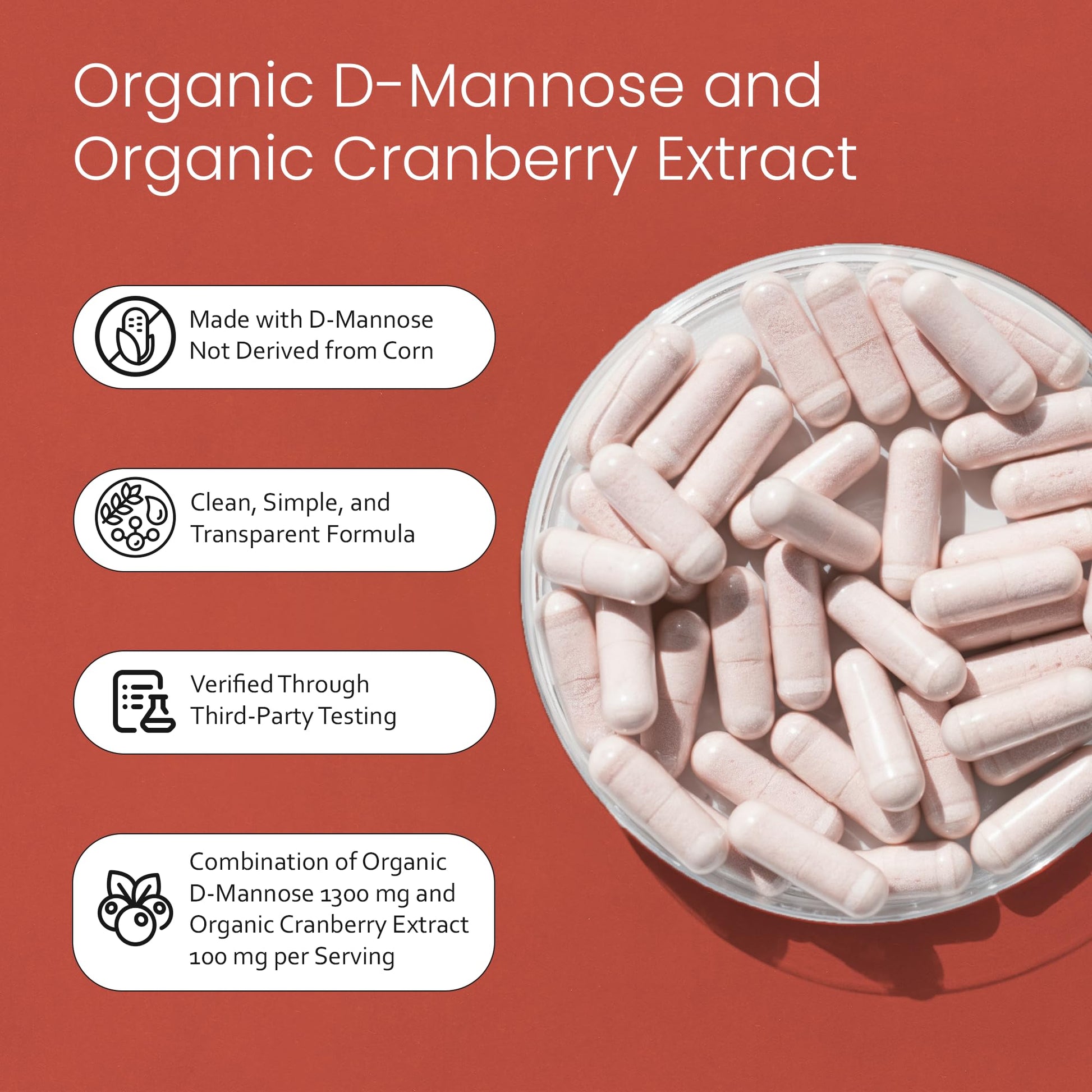 NaturaLife Labs Organic D-Mannose 1300 mg with Organic Cranberry Extract 100 mg per Serving – 100 Capsules – Non-GMO, Gluten-Free, Vegan NaturaLife LabsBuy Supplements Australia