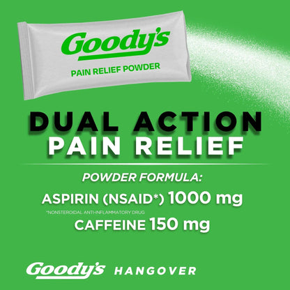 Goody's Hangover Relief Powder, Dual Action Fast Headache Pain Relief with Aspirin and Caffeine, Berry Citrus Flavor, 4 Powder Sticks, 6 Pack Goody'sBuy Supplements Australia