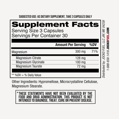 Jocko Fuel Magnesium Complex Supplement - Magnesium Glycinate, Citrate, & Taurate Capsules Dietary Supplement for Muscle Recovery & Relaxation, Heart, Nerve, Bone Support, & Sleep 30-Day Supply