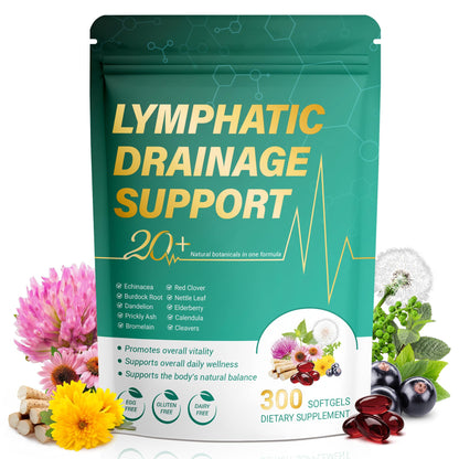 Kaseano Lymphatic Drainage Supplement 300 Softgels 21-in-1 Herbal Blend with Echinacea, Dandelion, Burdock Root Lymph System Support Fluid Balance & Immune System for Women & Men Kaseano buy supplements Au