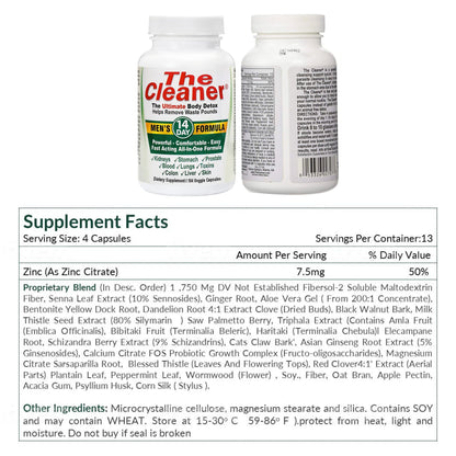 Century Systems The Cleaner Detox, Powerful 7-Day Complete Internal Cleansing Formula for Men, Support Digestive Health, 52 Vegetarian Capsules