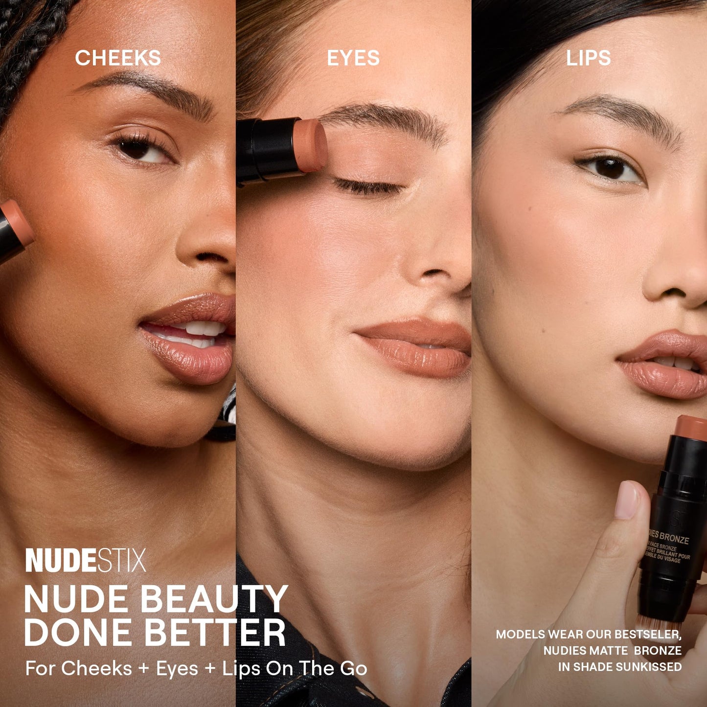 Nudestix Nudies Bronze All Over Matte Bronzing Stick – 3-in-1 Cream Bronzer for Cheeks, Eyes & Lips with Built-In Brush | Natural Contour & Sun-Kissed Glow | Bondi Bae NudestixBuy Supplements Australia