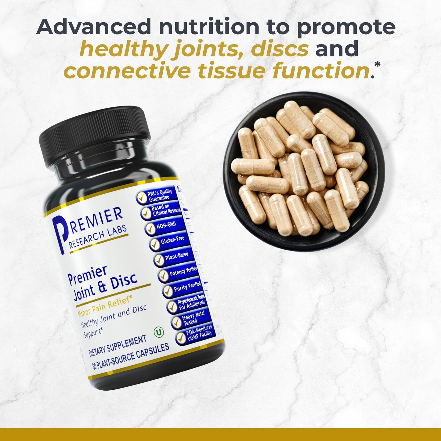 Premier Research Labs Joint & Disc Support Supplement - for Men & Women, Glucosamine, Joint Mobility and Muscle Health, Cartilage Repair, Gluten Free, Plant-Sourced - 90 Capsules Premier Research LabsBuy Supplements Australia